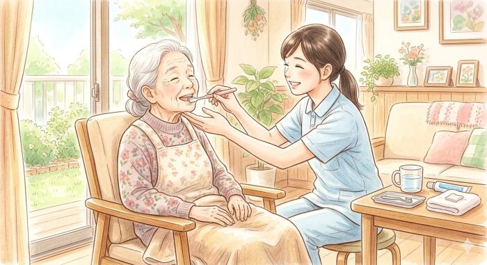 채매노인 대상 구강관리하는 장면이미지 출처제미나이